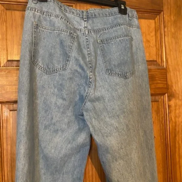 Shein Heart print Jeans size large wide leg - Picture 2 of 13